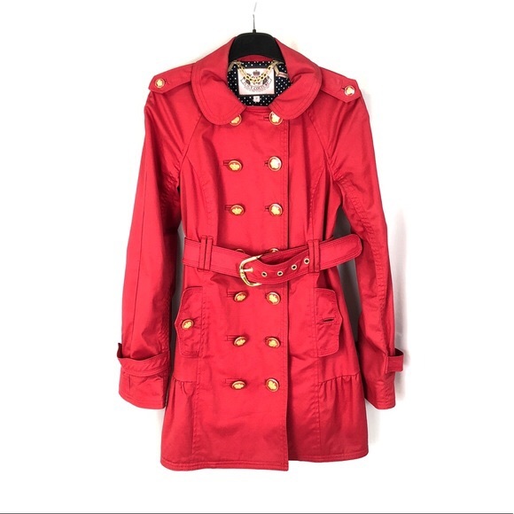 Juicy couture belted skirted trench rain jacket - Picture 2 of 13